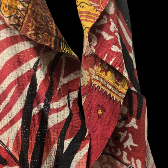 Vibrant Red and Yellow Women's Cardigan Vest - Picture 3 of 8